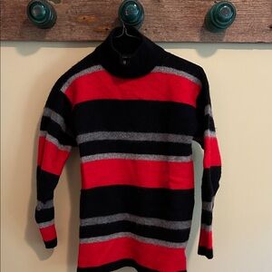 Women's Sweater; angora & lambswool Striped Red and Black